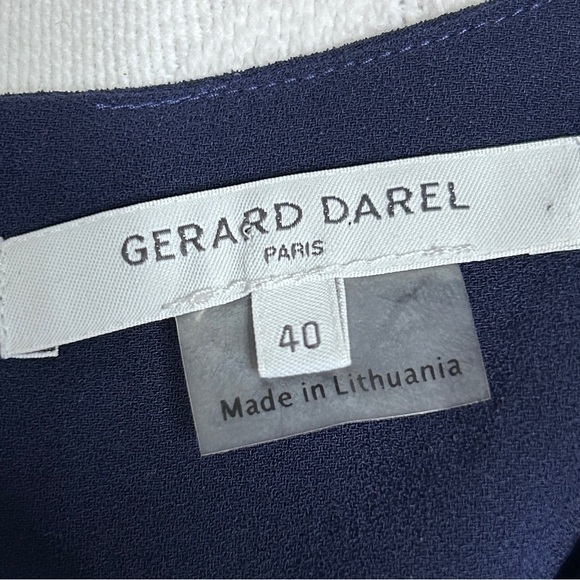 Gerard Darel Women's Size 8(40) Blue Asymmetrical Sheath Dress V-neck 3/4 Sleeve - Picture 8 of 16